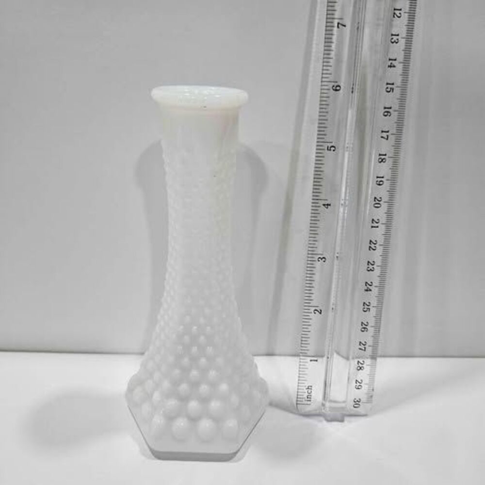 Vintage milk glass hobnail vase